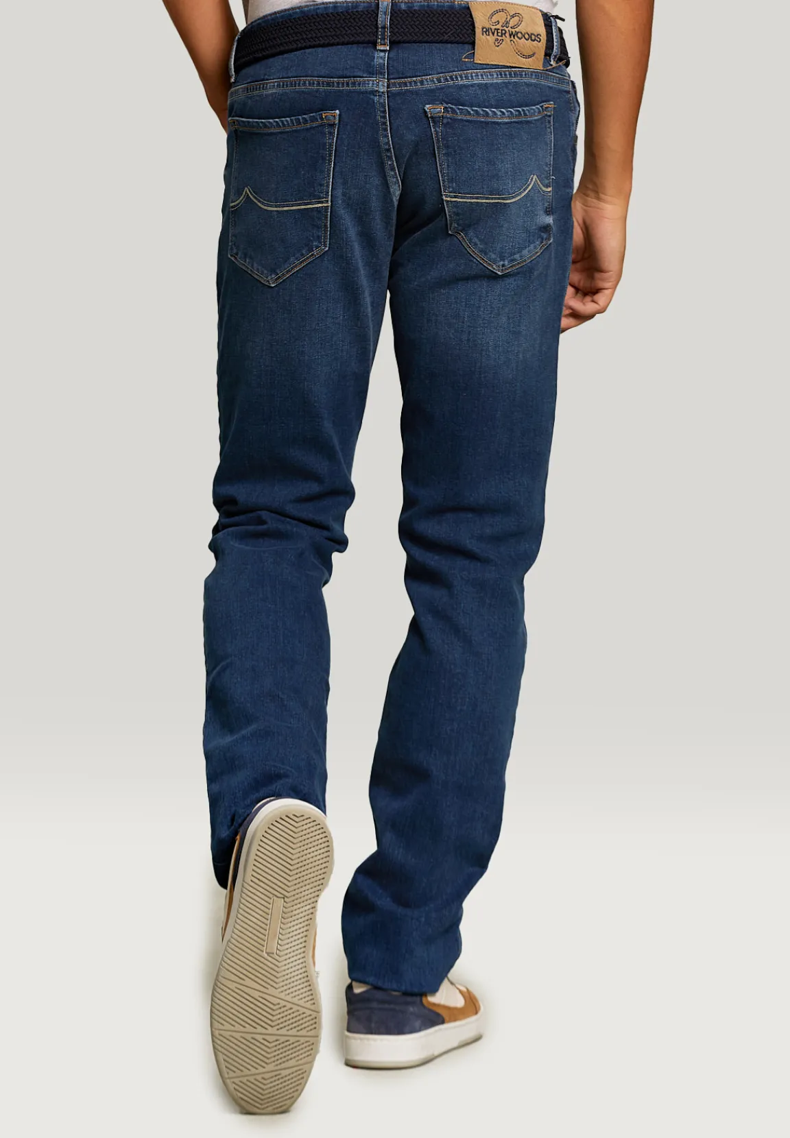 Clearance River Woods Tight fit 5-pocket stretch jeansbroek stone -