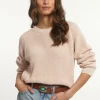 Sale River Woods Trui organisch katoen ronde hals lange mouwen roze -