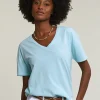 Clearance River Woods Turquoise basic V-hals T-shirt korte mouwen -