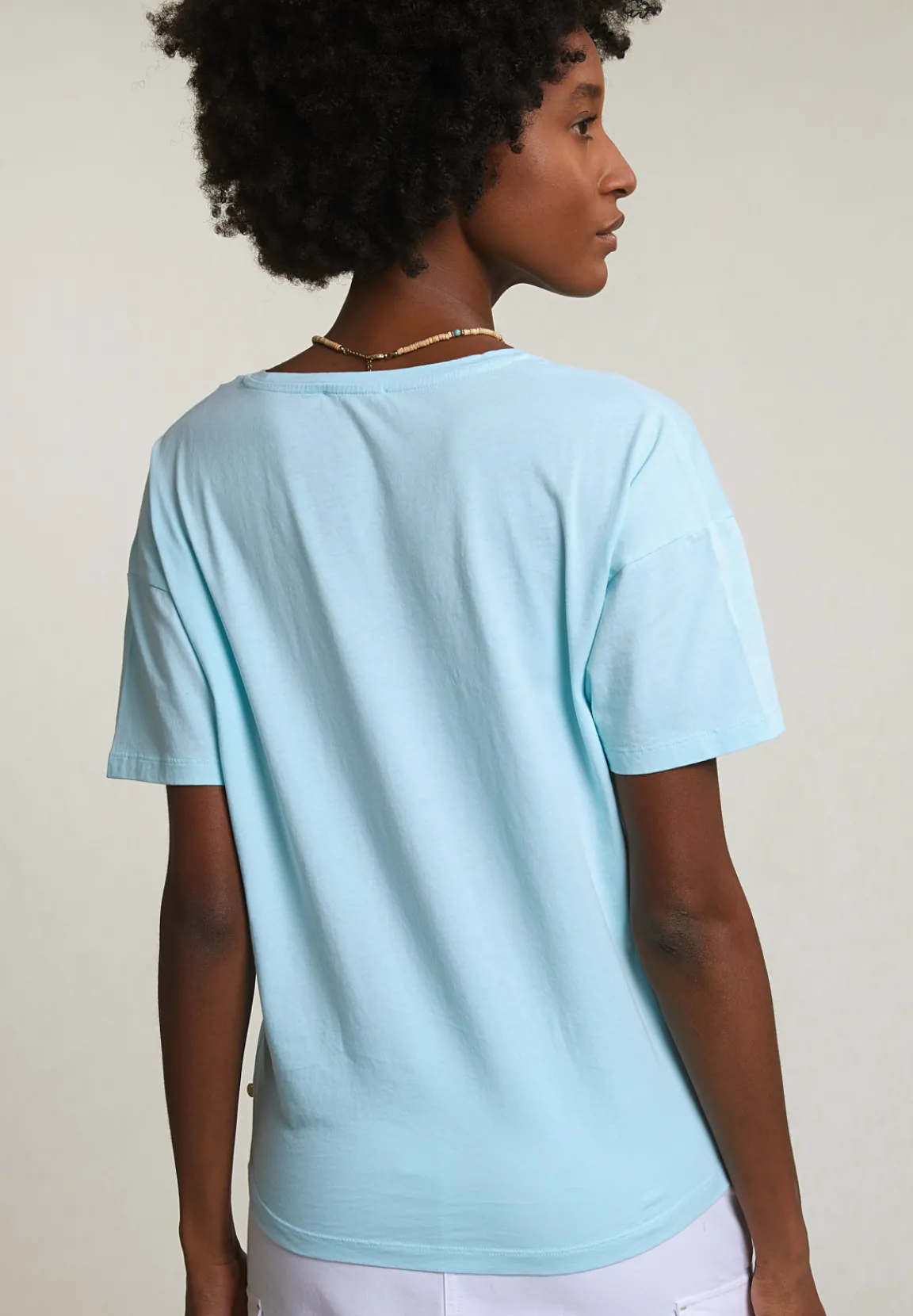 Clearance River Woods Turquoise basic V-hals T-shirt korte mouwen -