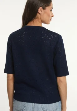Discount River Woods Viscose fantasietrui ronde hals 3/4 mouwen navy -