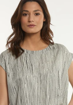 Fashion River Woods Viscose gestreepte mouwloze blouse zwart/wit -