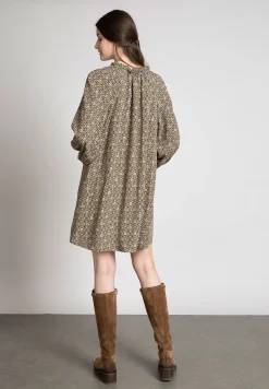 Discount River Woods Viscose jurk met kraag met ruffles in multi -