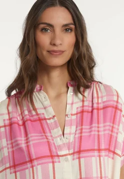 Fashion River Woods Viscose jurk met riem roze/écru -