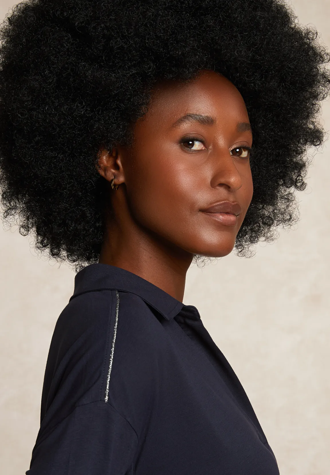Online River Woods Viscose V-hals blouse glitter detail navy -