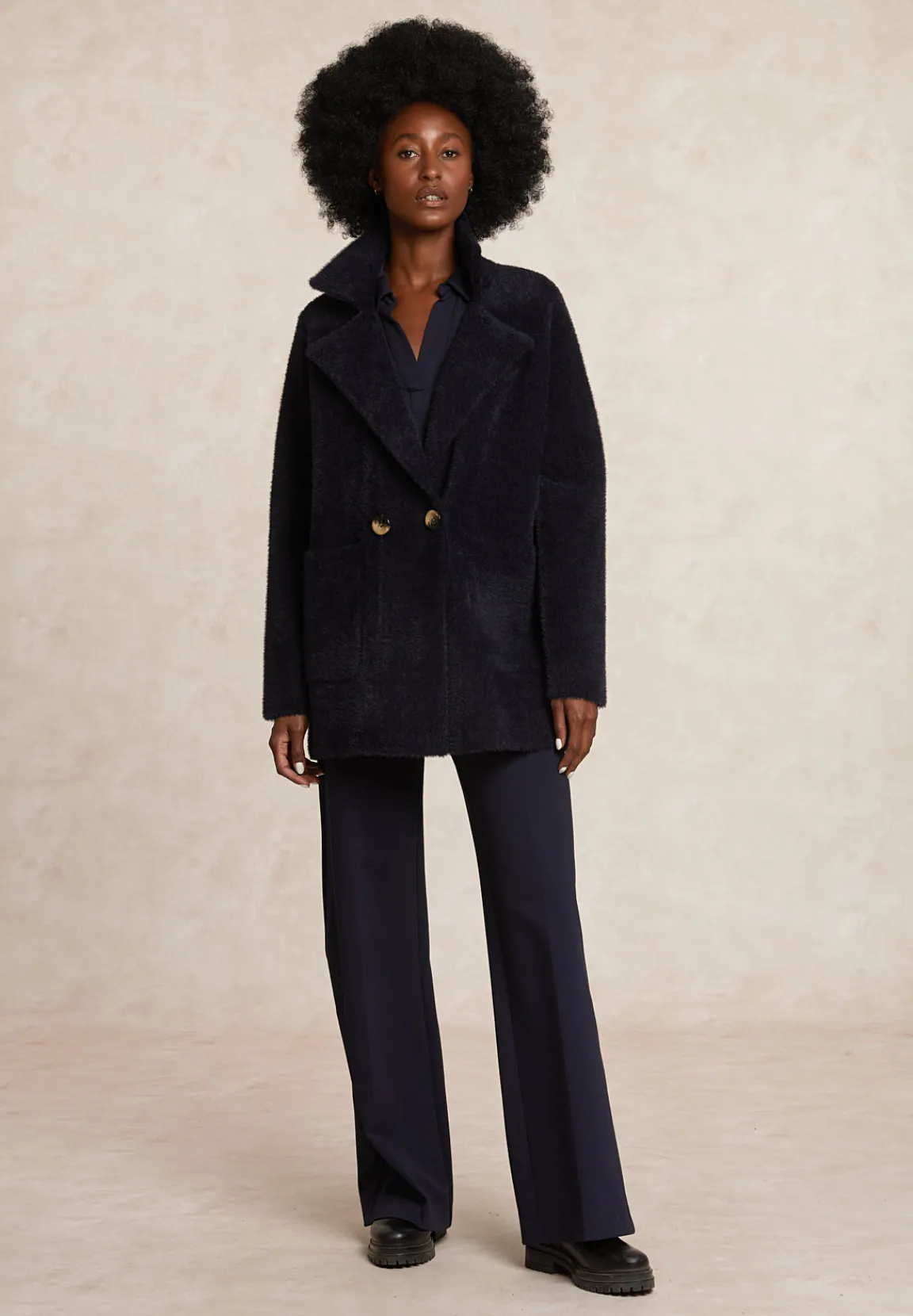 Online River Woods Viscose V-hals blouse glitter detail navy -