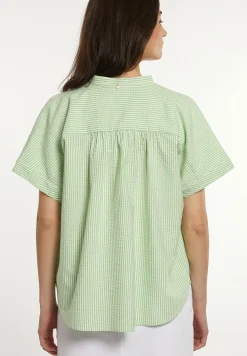 Clearance River Woods Viscose wijde gestreepte blouse groen/wit -