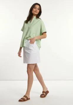 Clearance River Woods Viscose wijde gestreepte blouse groen/wit -