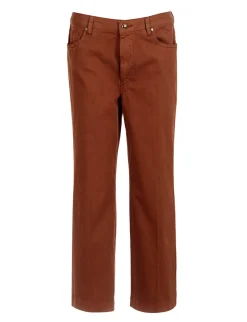 Best River Woods Wijde cropped broek in katoen in bruin -
