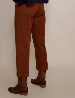 Best River Woods Wijde cropped broek in katoen in bruin -