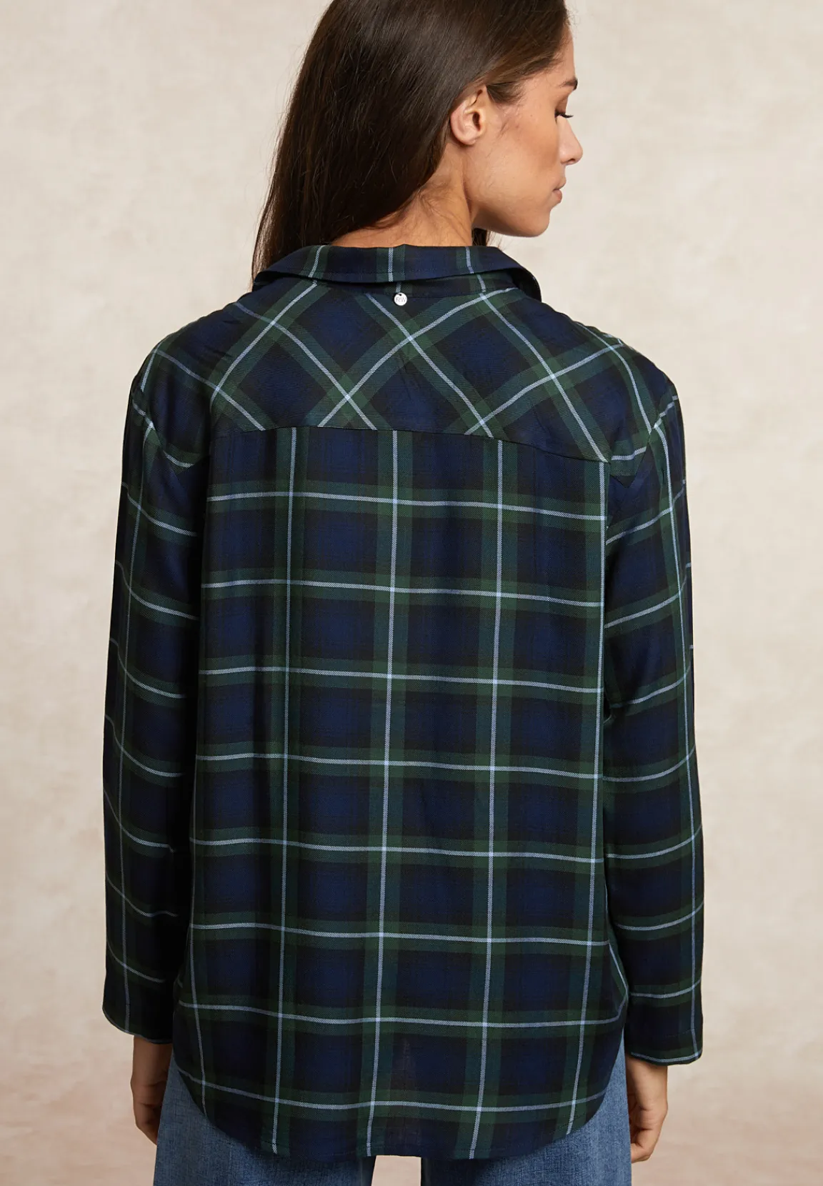 Online River Woods Wijde geruite blouse blauw/kaki -