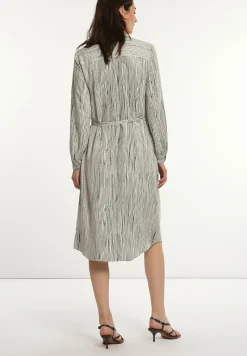 New River Woods Wijde gestreepte jurk met riem zwart/wit -