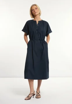 Discount River Woods Wijde jurk met riem korte mouwen navy -