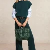 Sale River Woods Wijde ribfluwelen broek hoge taille groen -
