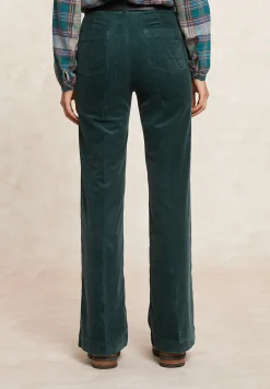 Sale River Woods Wijde ribfluwelen broek hoge taille groen -