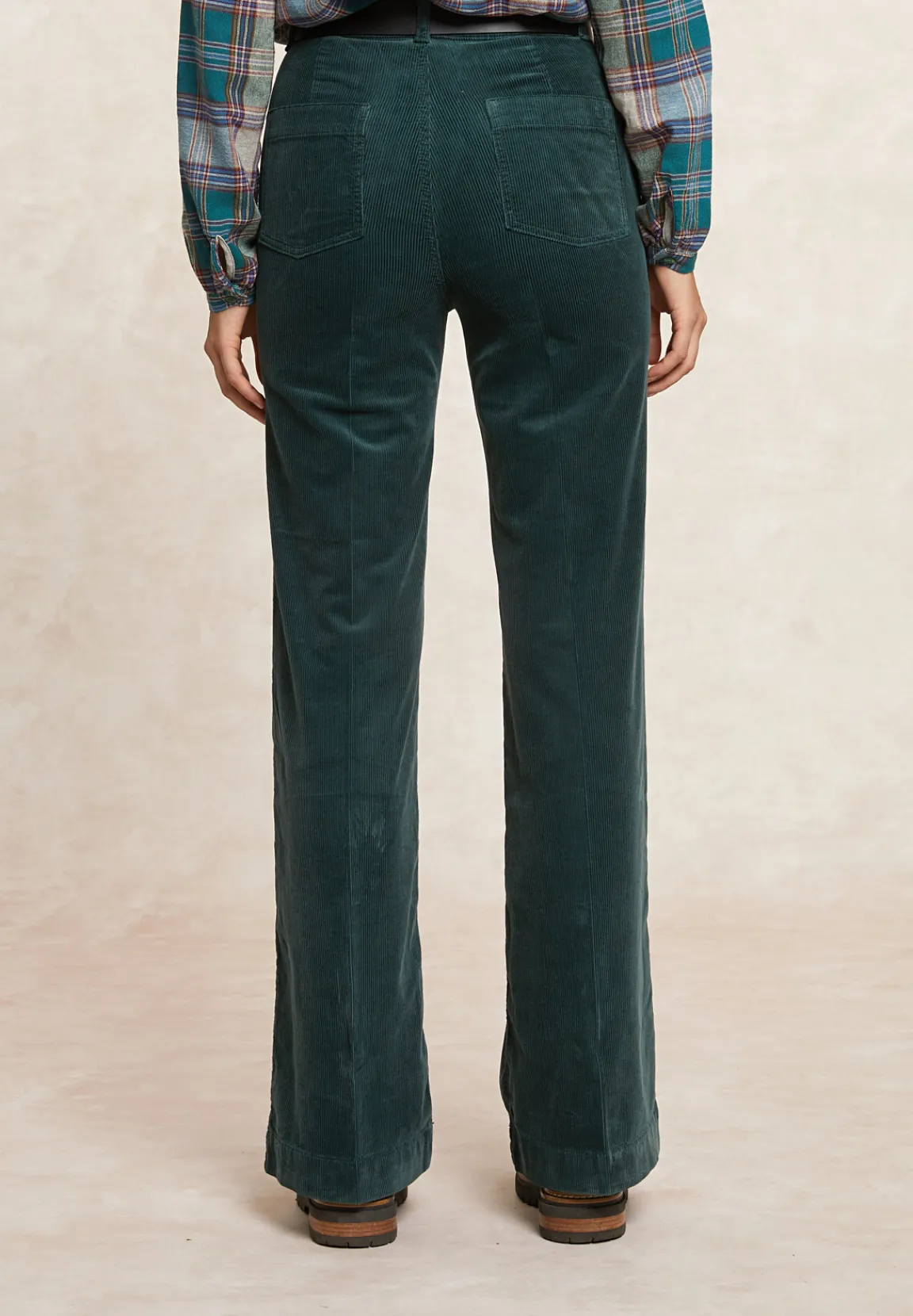 Sale River Woods Wijde ribfluwelen broek hoge taille groen -