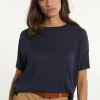 Best River Woods Wijde trui ronde hals korte mouwen blauw -