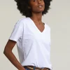 Sale River Woods Witte basic V-hals T-shirt korte mouwen -