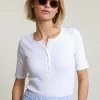 Outlet River Woods Witte geribde T-shirt korte mouwen -