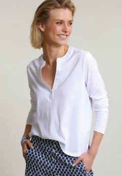 Online River Woods Witte V-hals T-shirt lange mouwen -