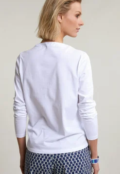 Online River Woods Witte V-hals T-shirt lange mouwen -