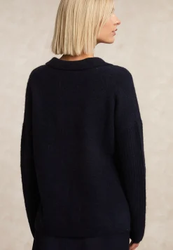 Hot River Woods Wol-alpaca cardigan borstzak navy -
