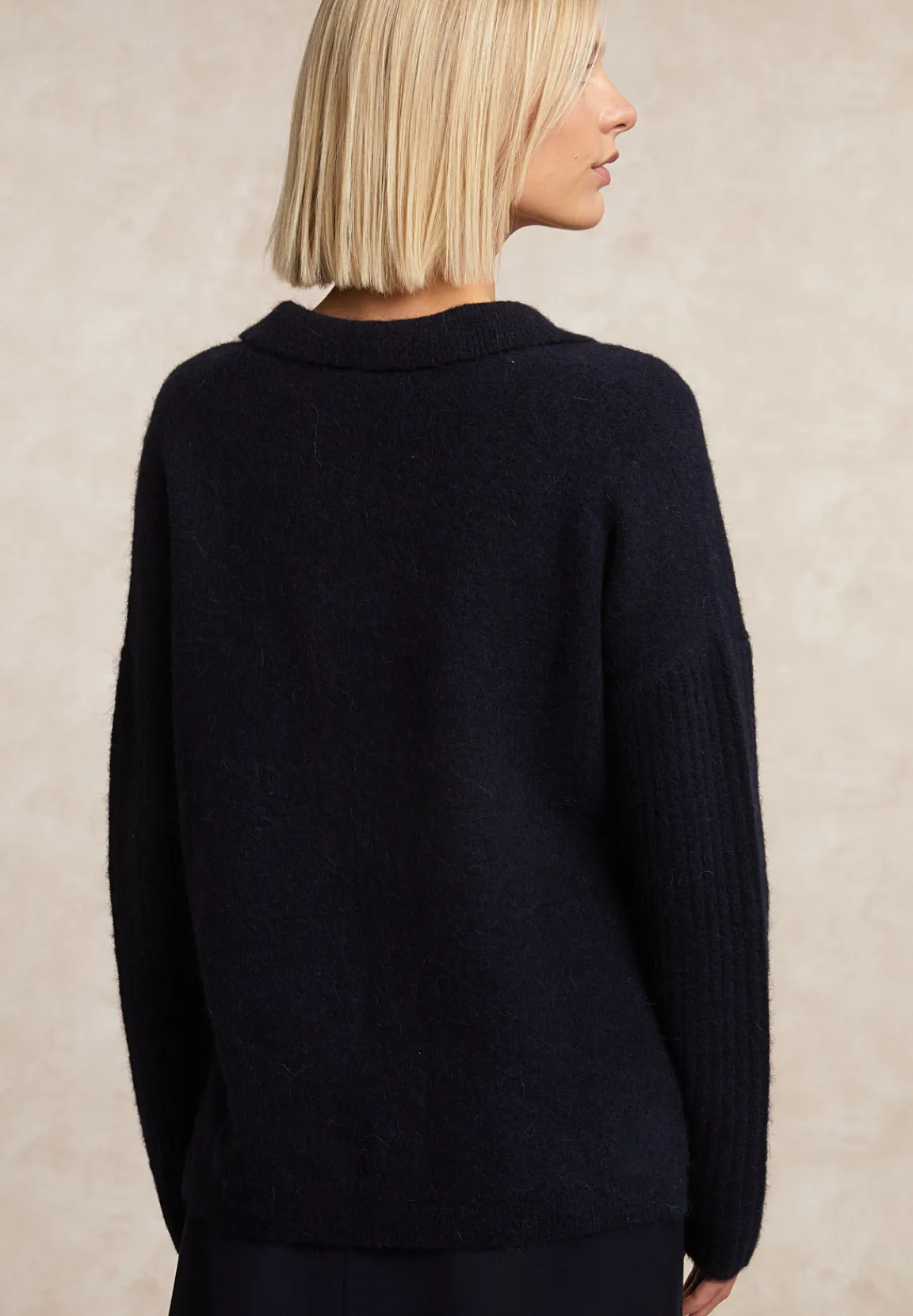 Hot River Woods Wol-alpaca cardigan borstzak navy -