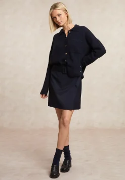 Hot River Woods Wol-alpaca cardigan borstzak navy -