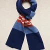 Outlet River Woods Wol-kasjmier gestreepte sjaal dk blue beard mix voor jongens -