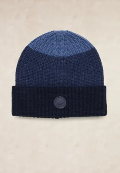 Outlet River Woods Wol-kasjmier 3-kleurige gestreepte muts navy -