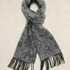 Outlet River Woods Wollen gebloemde jacquard sjaal kaki -