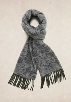Outlet River Woods Wollen gebloemde jacquard sjaal kaki -