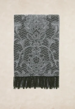 Outlet River Woods Wollen gebloemde jacquard sjaal kaki -