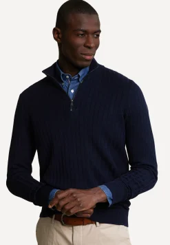 Sale River Woods Wollen trui opstaande kraag navy -