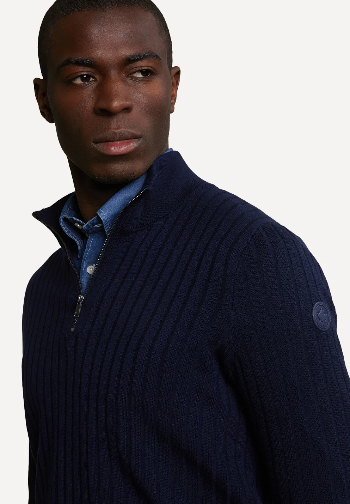 Sale River Woods Wollen trui opstaande kraag navy -