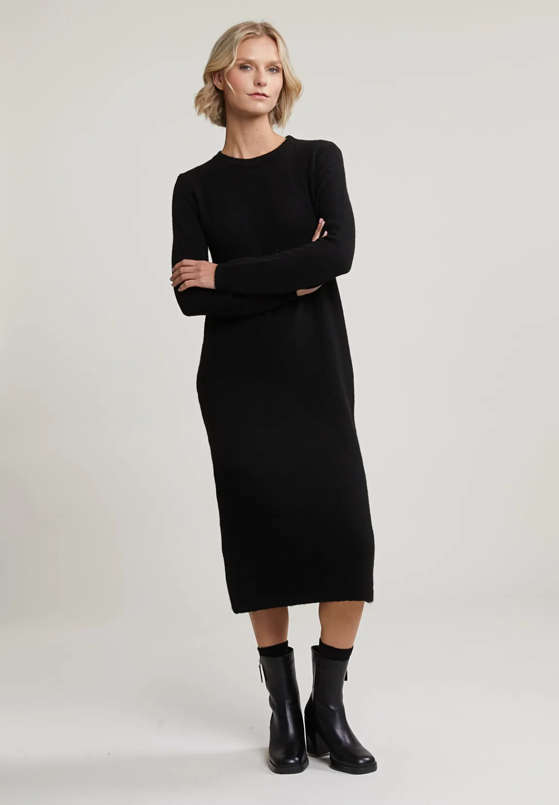 Clearance River Woods Zwarte lange jurk ronde hals -