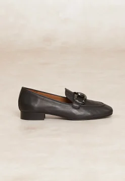 Online River Woods Zwarte lederen loafers met hak -
