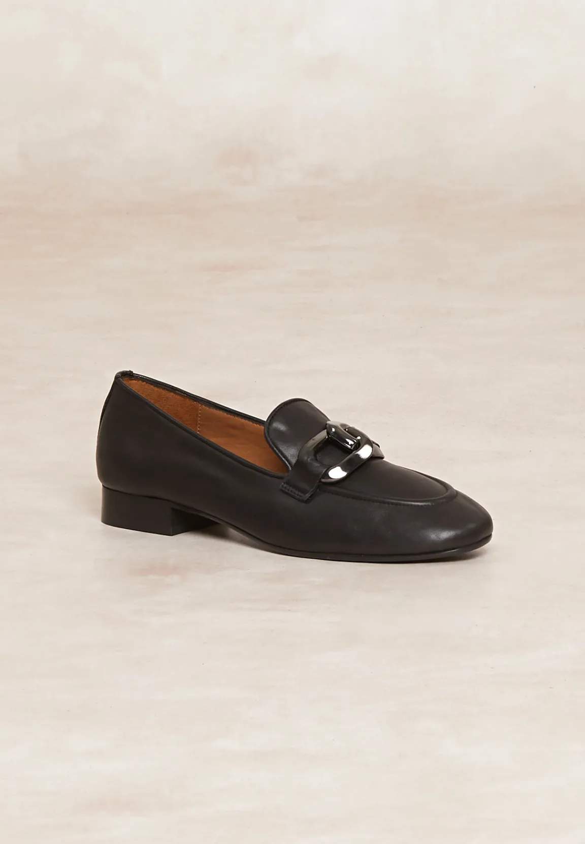 Online River Woods Zwarte lederen loafers met hak -