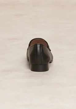 Online River Woods Zwarte lederen loafers met hak -