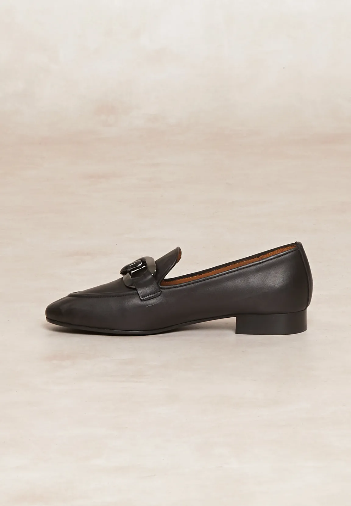 Online River Woods Zwarte lederen loafers met hak -