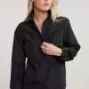 Online River Woods Zwarte taffeta blouse lange mouwen -