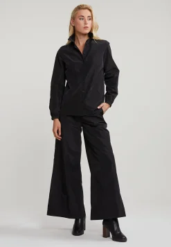 Online River Woods Zwarte taffeta blouse lange mouwen -