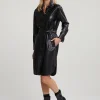 Online River Woods Zwarte vegan lederen jurk met riem -