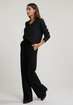 Outlet River Woods Zwarte V-hals glittertrui lange mouwen -